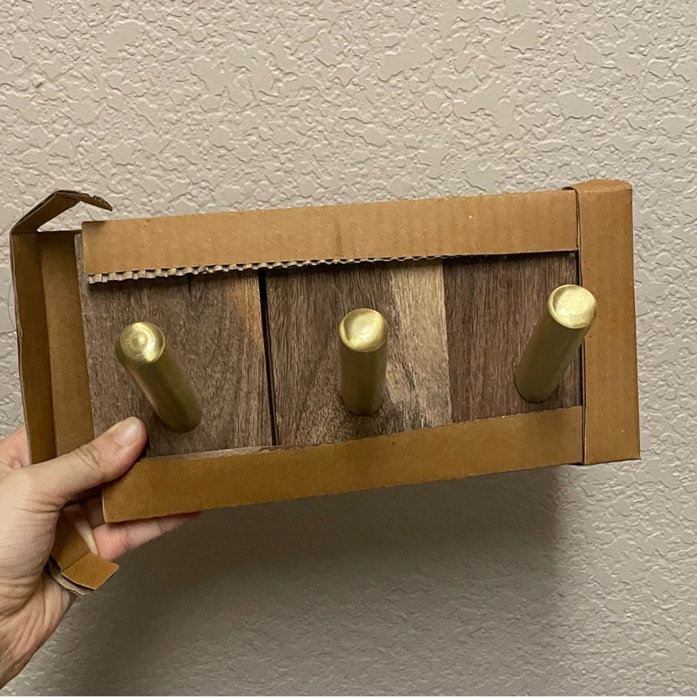 set of 3 brass hooks